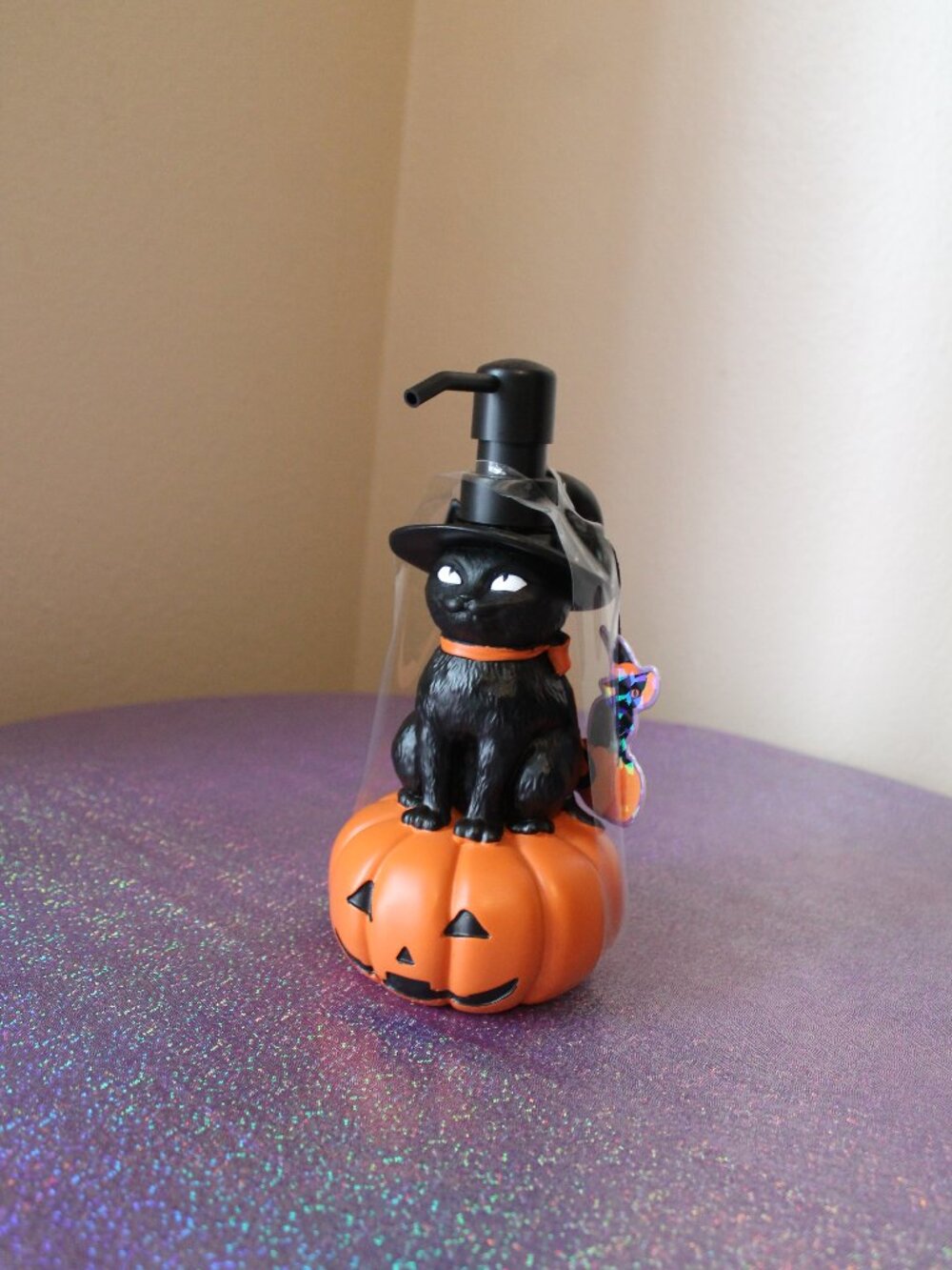 Halloween Black Cat Pumpkin Soap Dispenser NWT